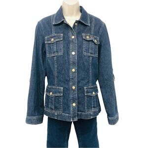 Jones New York Sport Blue Premium Denim Stretch Trucker Jacket